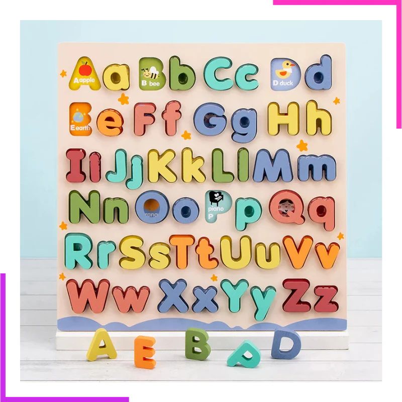 Alphabet Majuscules et Minuscules Montessori En Bois