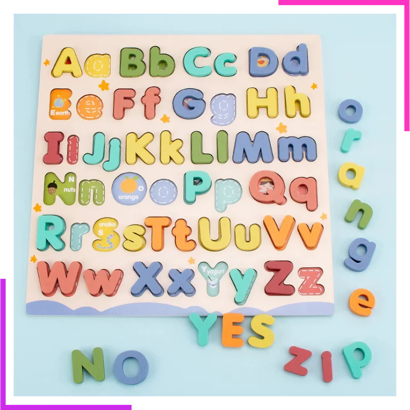 Alphabet Majuscules et Minuscules Montessori En Bois – Image 4