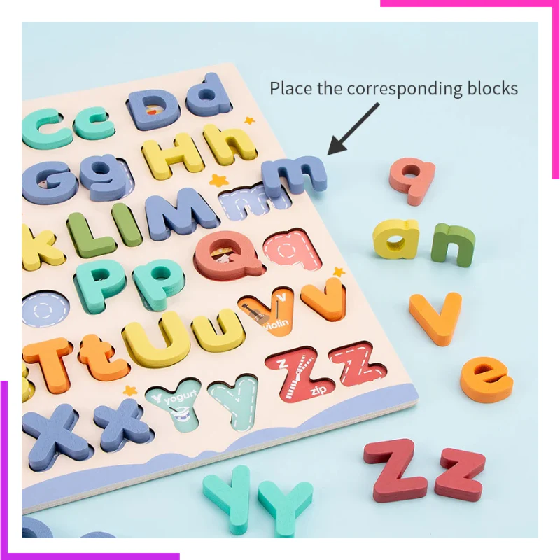Alphabet Majuscules et Minuscules Montessori En Bois – Image 5