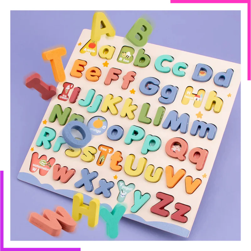 Alphabet Majuscules et Minuscules Montessori En Bois – Image 3