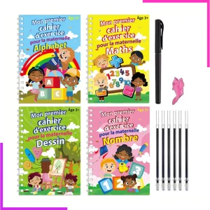 4 Livres Educatifs: Apprentissage Ecriture, Comptage, Dessin, Calculs