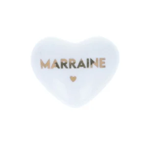 Coeur en porcelaine "Marraine" Or