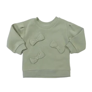 Coton ouaté vert avec trois boucles sur le devant