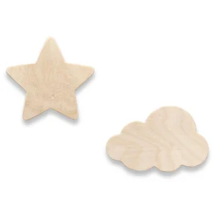 Crochets muraux en bois chambre d’enfant | Étoile et nuage - naturel