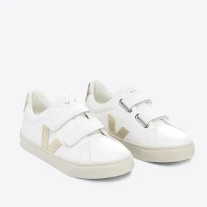 Veja : baskets Esplar extra white platine V/doré à scratch