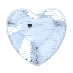 Coeur mural à facettes argent 25cm