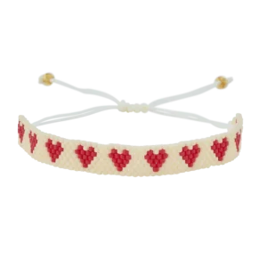 Bracelet réglable perles coeurs ♥️