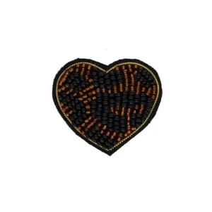 Broche perles coeur léopard
