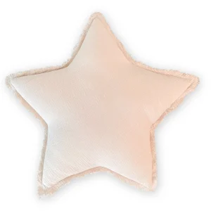 Coussin décoratif chambre d’enfant | Étoile - mousseline beige