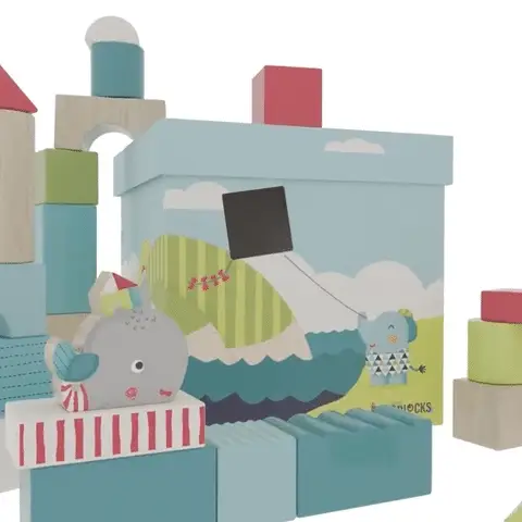 Babablocks blocs de construction en bois "Baleine Vilma"