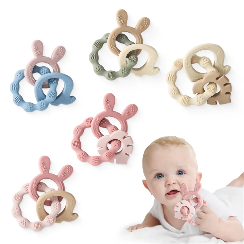 Anneau de dentition bébé – Silicone doux & oreilles de lapin pour soulager les gencives