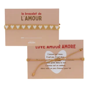 Bracelet perles dorées - Coeur blanc - Atelier Wagram