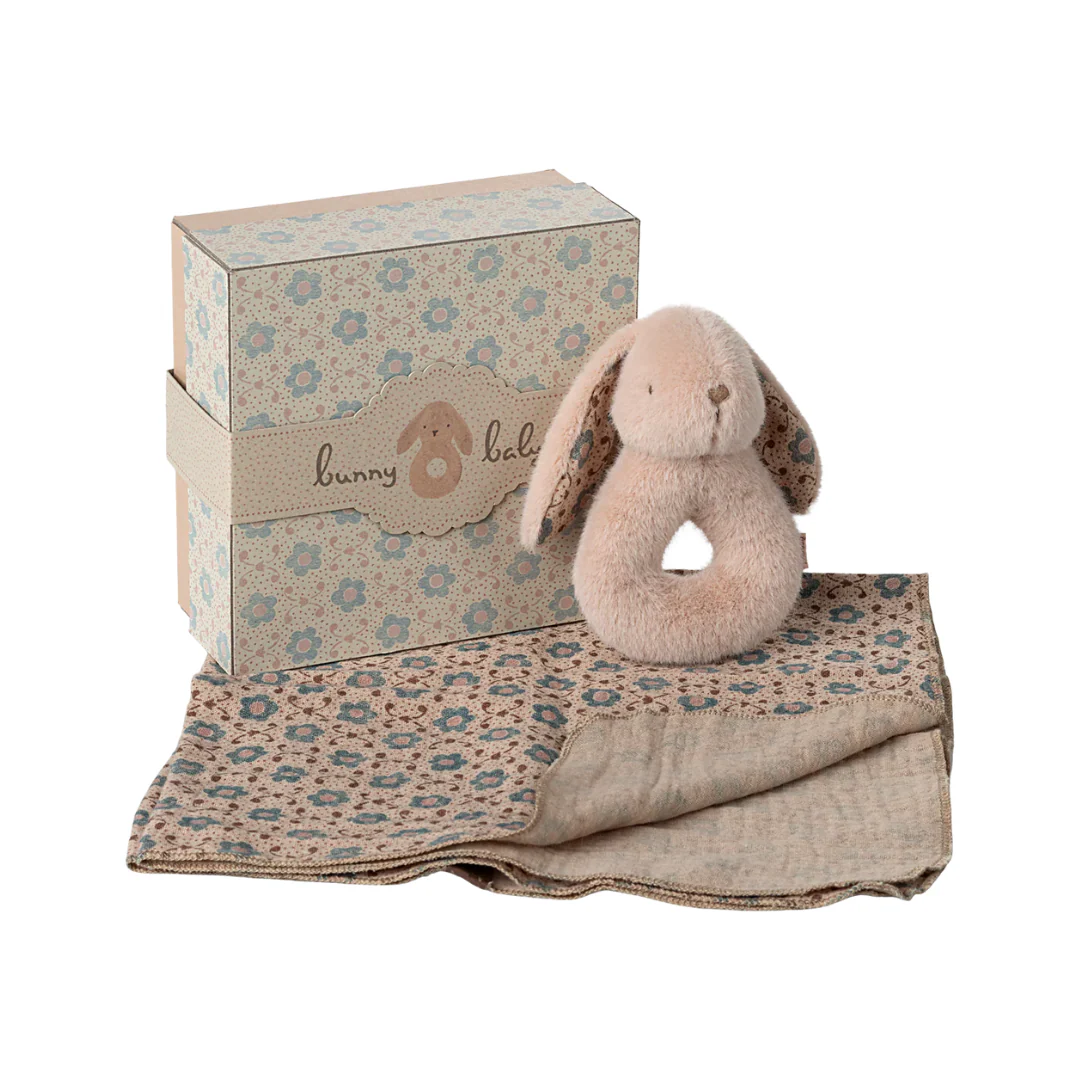Coffret hochet lapin et lange - Rose Poudre - Maileg