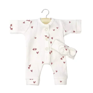 Combinaison Lili et son headband pour poupées Babies (28 cm) - Petits coeurs rose argile - Minikane