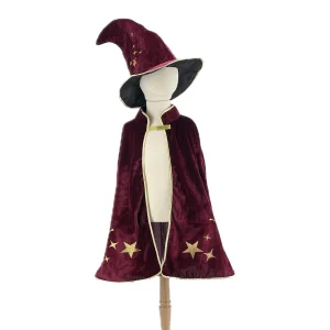 Déguisement cape et chapeau Gandalf (3 à 10 ans) - Velours Bordeaux - Labay
