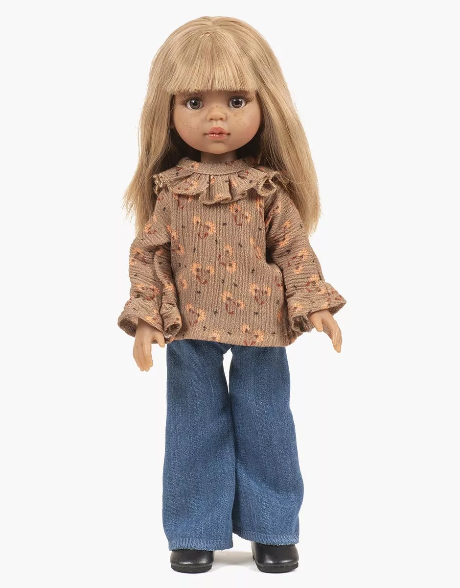 Amigas - Ensemble top blouse Rosalie en crépon Éloïse et jean bleu foncé