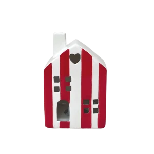 Déco lumineuse maisonette rayé rouge LED à piles