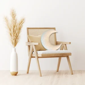 Coussin décoratif chambre d’enfant | Lune - broderie mousseline