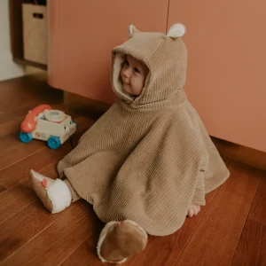 Poncho bébé teddy taupe